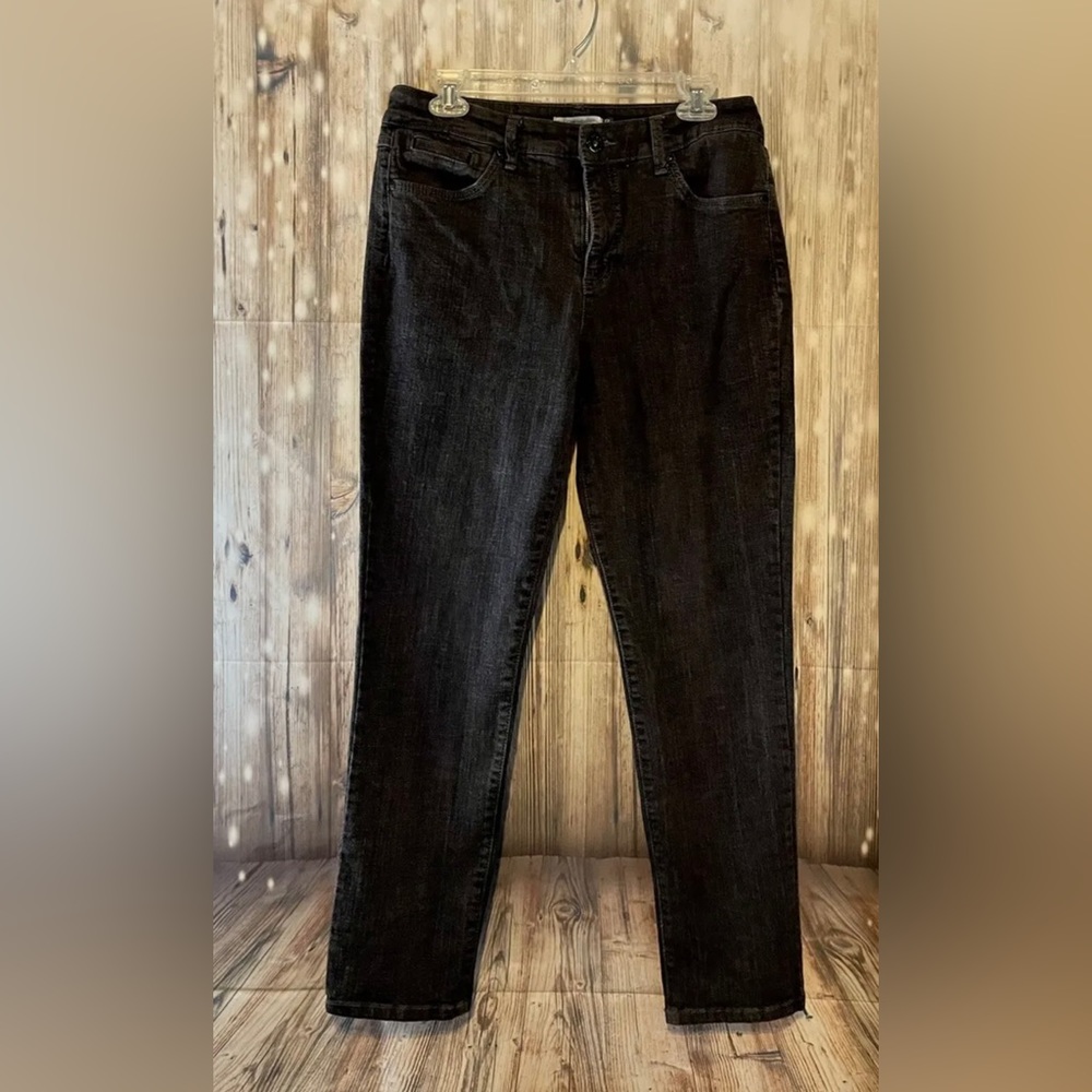 Bandolino Womens Indigo Dark Wash Missy Skinny Jeans Size 12 With Rhinestones